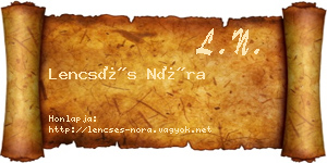 Lencsés Nóra névjegykártya