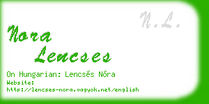 nora lencses business card